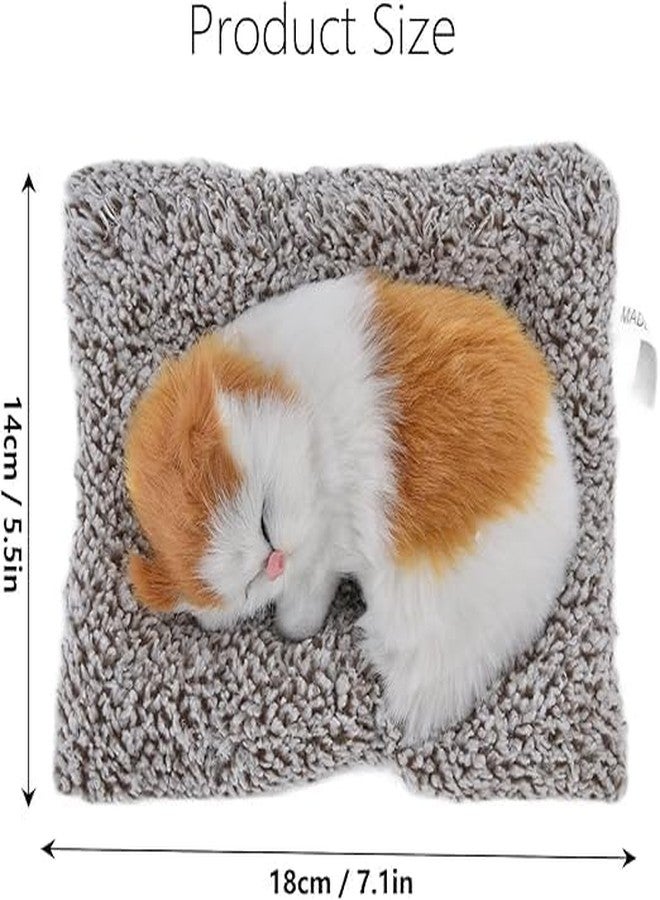 ELOTES Cute Sleeping Cat Plush Toy with Meow Sound,Car Dashboard Accessories,Super Soft Stuffed Animal on Grey Mat Home Decor Office Desk showpiece Hand Toy Gift for Kids Boys,Girls & Girlfriend - Image 3
